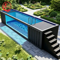 Piscine Conteneur Autoportante en Fibre de Verre pour Villa, 30 pieds de long, 20 pieds de large, avec Chauffage, Pompe et Couverture