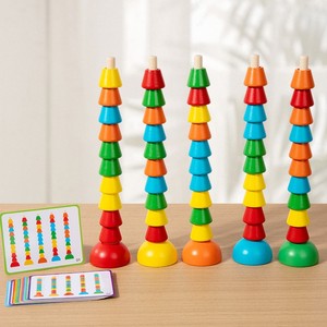 ของเล่นไม้เสริมพัฒนาการเด็ก เกมนับเลข คณิตศาสตร์ ตัวต่อเรียงซ้อน ลูกปัดหลากสี ขายส่งราคาถูก - Product Image 4