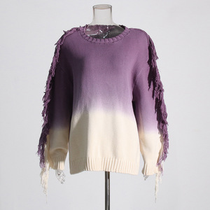 À la mode décontracté femmes <span class=keywords><strong>pull</strong></span> 2025 automne nouveau Design col rond <span class=keywords><strong>pull</strong></span> <span class=keywords><strong>grande</strong></span> <span class=keywords><strong>taille</strong></span> dégradé couleur <span class=keywords><strong>pull</strong></span> - Product Image 1