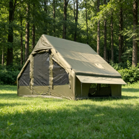 Tente gonflable quatre saisons monocouche en tissu Oxford imperméable avec revêtement PU, fenêtre respirante, fermeture éclair bidirectionnelle, design portable