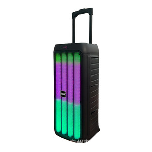 Portable Trolley Outdoor <b>Speaker</b> 8 Inch Dual Subwoofer With <b>Led</b> Light Rechargeable Battery For Karaoke Lawn Party - Product Image 4