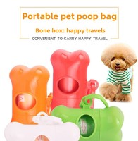 Distributeur de sacs à déjections canines biodégradables en forme d'os, écologiques et portables, pour chiens et chats