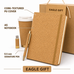 Eco Friendly Corporate Gift Set 316 Stainless Steel Coffee <b>Cup</b> Wheat Straw Notebook Pen Custom Logo Kraft Gift Box Father's Day - Product Image 2