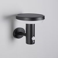 Lampes murales d'extérieur LED modernes en acier inoxydable noir, étanches, avec détecteur de mouvement, alimentées par batterie solaire