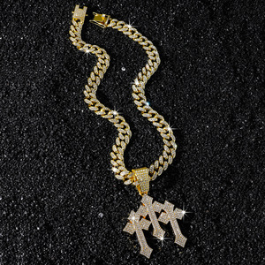 New Trendy Innovative Design Spliced <b>Cross</b> Pendant Necklace Exaggerated Personality Hiphop Necklace Men Jewelry Accessory - Product Image 4