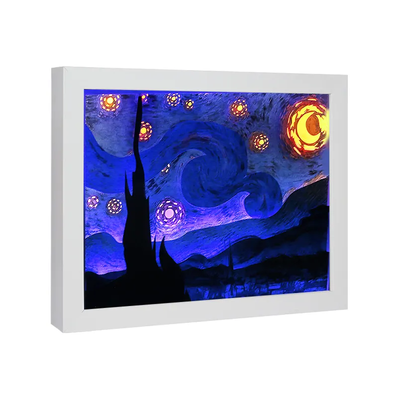 Wholesale Home Decoration Wooden Night Lightbox 3d Photo Led Shadow Box Frames With Led Light
