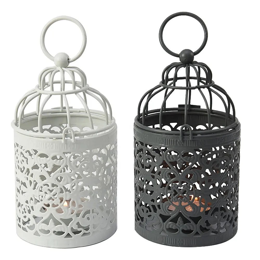 Wholesale cheap hollow decorative lantern Custom Moroccan Birdcage Tea Light lanterns wedding metal