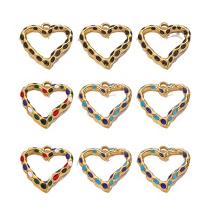 Breloques Cœur en Émail Coloré avec Cadre en Or PVD 18K |   Pendentif en forme de cœur vibrant pour colliers, bracelets et fabrication de bijoux DIY - Product Image 5