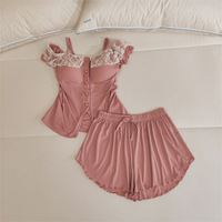 Pyjama en modal floral pour femmes Fitspi, ensemble de 2 pièces, vêtements de nuit sexy, respirants, doux, vêtements de détente, pyjamas d'été, ensembles élastiques, vente en gros