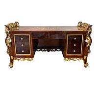 Console en bois massif de style Empire Néo-Égyptien antique, fabriquée à la main, de luxe, pour salon de villa européenne traditionnelle
