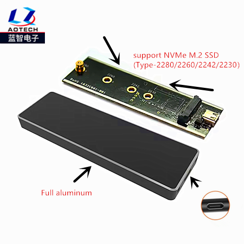 10Gbps M.2 NVMe Aluminium Enclosure Adapter USB C 3.2 Gen 2 M-Key SSD External Enclosure HDD Enclosure