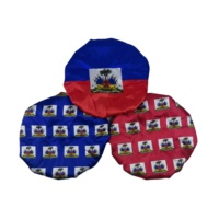 Bonnet de sommeil drapeau haïtien à impression personnalisée réversible en gros Designer Satin Hair Durag Bonnet