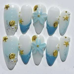 10 Uds. <span class=keywords><strong>de</strong></span> Uñas Postizas <span class=keywords><strong>de</strong></span> Gel Pintadas a Mano al por Mayor, Colores Variados, <span class=keywords><strong>las</strong></span> Más Vendidas, Hermosas, <span class=keywords><strong>de</strong></span> Lujo, Personalizadas y Hechas a Mano - Product Image 2