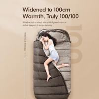 Sac de couchage extra large de 100 cm pour adultes, idéal pour le camping en hiver, la randonnée, le trekking, les voyages, isolation thermique portable