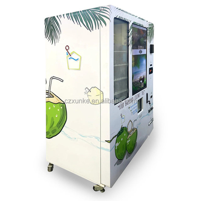 Large Capacity Self-Service Coconut Vending Machine 43" Touchscreen Multiple Payment Options Updated Fresh Coconut Water