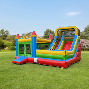 Castillo Inflable con Tobogán, Combinado, para Alquiler Comercial, Cama Elástica para Fiestas Infantiles, con Soplador, PVC, 6m*5m, Ecológico - Product Image 1