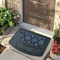 Machine d'entrée de maison moderne en PVC résistant à la corrosion tapis de porte rectangulaire en caoutchouc antidérapant fin imprimé animal puzzle motif maison