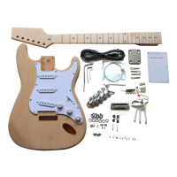 TC DIY Unfinished Basswood Maple 6-String Electric Guitar Kit S-S-S Pickups Laurel Fingerboard Model ST Beginners Music Open