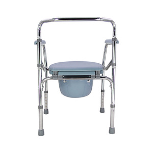 Portable Foldable Toilet <b>Chair</b> With Bucket For <b>Elderly</b> Patients And Pregnant Women Home Use Carbon Steel Electroplating - Product Image 2