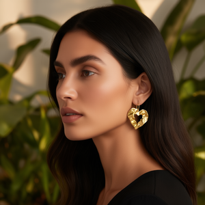 Boucles d'oreilles pendantes en forme de cœur en acier inoxydable 316L avec placage or PVD, bijoux durables et résistants, tendance - Product Image 3