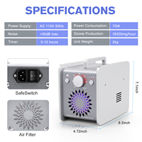 Générateur d'ozone électrique portable haute puissance 75W, modèle BG020, 45000mg/h, pour l'élimination des odeurs de fumée et des dommages d'incendie dans les hôtels et les voitures en extérieur