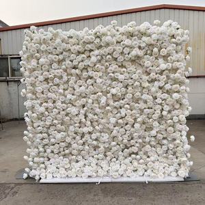Grosir Pabrik Dinding Bunga Pernikahan Putih Elegan Sutra Buatan 8x8ft untuk Resepsi Pernikahan Global - Product Image 3