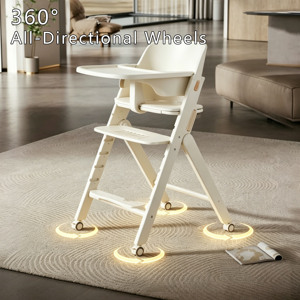 Silla Alta de Madera Plegable con Altura Ajustable y Reposapiés, Moderna para el Hogar, Sala de Estar, Ecológica, Duradera, para Comer - Product Image 3