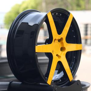 HTOR 17 18 19 20 21 22 pouces jantes de voiture noir brillant 5X112 5X120 roues forgées à face jaune à rayons multiples pour Corvette C8 Z51 A7 S7 RS7 - Product Image 3