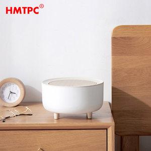 Cestino per Rifiuti Quadrato in Plastica da 2 Litri con Coperchio Effetto Legno e Quattro Gambe Bianco - Product Image 3