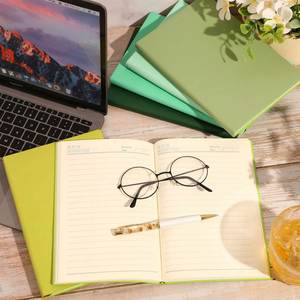 Custom A5 PU Leather Hardcover 5.9 X 8.26 Inch Classic Green <b>Thick</b> <b>Paper</b> Lined Journal Notebook Gift Thread Sewing Bound - Product Image 3