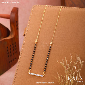 Collar Mangalsutra de oro real de 18 quilates Premium para joyería de boda india - Product Image 2