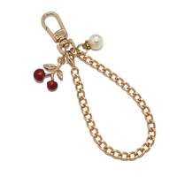 Breloques personnalisées, logo, étiquette, chaîne de sac, décoration suspendue, ornement cerise, chaîne de coque de téléphone, chaîne courte DIY, chaîne de sacs à maquillage
