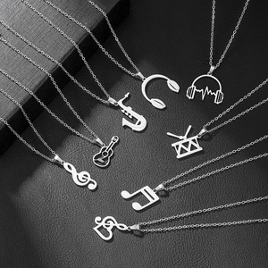European And American Style <b>Titanium</b> Steel Necklace For Women Music Note Pendant O <b>Chain</b> Clavicle <b>Chain</b> Simple Design - Product Image 4