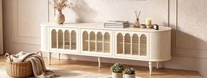 Mueble para TV y Cómoda Alta de Madera de Teca Estilo Moderno de Mediados de Siglo con Patas Cromadas, Consola Multimedia para Sala de Estar - Product Image 5