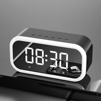 Mini radio-réveil avec veilleuse, haut-parleurs avec entrée auxiliaire, lecteur de carte TF et microphone