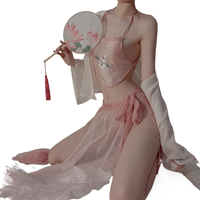 Guofeng Lingerie sexy classique en mousseline de soie, style rétro, à effet transparent, avec bandeau, pour pyjama, modèle Qqny, sans besoin de décollement