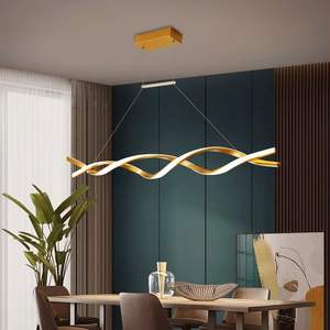 Luz colgante LED con forma de onda larga moderna nórdica, iluminación lineal, tira de barra de comedor, lámpara colgante - Product Image 2