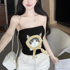 เสื้อกั๊กเกาะอกสำหรับผู้หญิงเสื้อเกาะอกแบบสลิมฟิตพิมพ์ลายแฟชั่น - Product Image 5