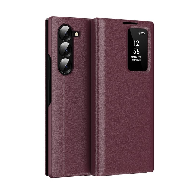 Smart Clear View Flip Case for Samsung S23 Plus S23 Ultra Sleep Awake Window View Wallet Shell Leather Cover With Real Chip IC