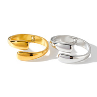 Bracelet jonc épais et lisse en acier inoxydable de créateur pour femme, étanche, vente en gros, accessoires de bijouterie, cadeaux pour femme