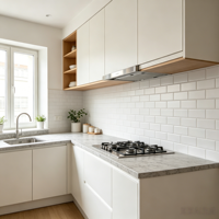 Armoire murale de cuisine ouverte en bois moderne, modulaire, écologique et personnalisable, avec étagère de rangement ouverte à 3 niveaux, armoire supérieure de cuisine