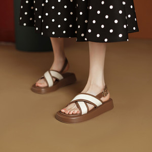 Sandales plates d'été pour femmes, style décontracté et tendance, pour étudiantes, avec bride de cheville, pour la plage et l'extérieur - Product Image 4