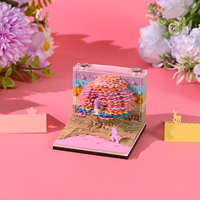 Blok Memo 3D Mini, Lembaran Catatan Tempel Lepas, Notepad Kreatif, Kubus Kertas Catatan Meja, Desain Lepas-Pasang, Hadiah Murah, Kerajinan Tangan