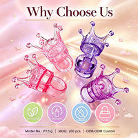 ISMAN Vente en gros – Mini pots de baume à lèvres en forme de couronne rose et violette de 2g, jolis contenants de maquillage portables pour enfants, étuis à blush