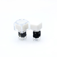 Sakelar Tact 6x6x17mm dengan LED Biru dan Tutup Kristal, Tombol Tekan 6p Dip, Sakelar Berlampu