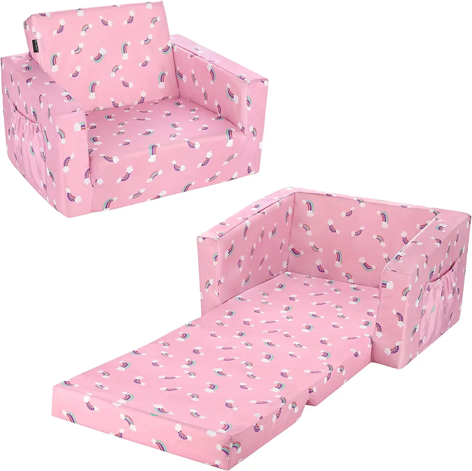 Custom 2-in-1 Flip Open Kids Couch Bed Foam Folding OEM Mini Toddler Fold Out Baby Sofa