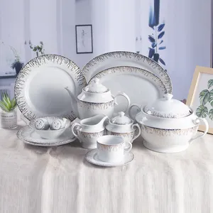 Gold Porcelain Dinnerware Ceramic Tableware 72 pcs Luxury Porcelain Dinner Sets