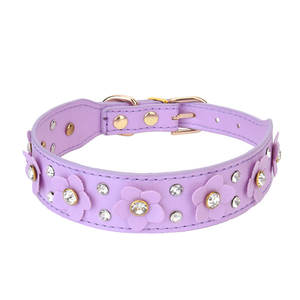 <span class=keywords><strong>Collar</strong></span> de Perro Personalizado con Flores de Estrás, Ajustable, con Dibujos Animados, Múltiples Opciones de Color, Cuero PU Duradero, Moda para Mascotas - Product Image 3