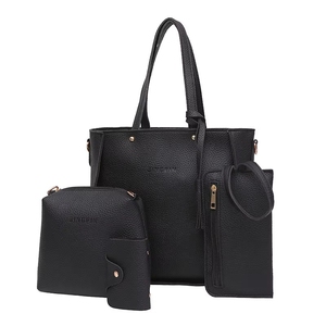 Ensemble de 4 sacs à main tendance 2026 : Sac bandoulière Lychee, sac à main pour femme, sac à main carré en PU et nylon - Product Image 4