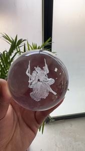 Lampe <span class=keywords><strong>de</strong></span> Table Décorative 3D Lumière <span class=keywords><strong>de</strong></span> <span class=keywords><strong>Nuit</strong></span> en Cristal Shiva Balle en Bois <span class=keywords><strong>de</strong></span> Chêne Naturel Forme Ronde Musulmane, Rechargement USB - Product Image 4